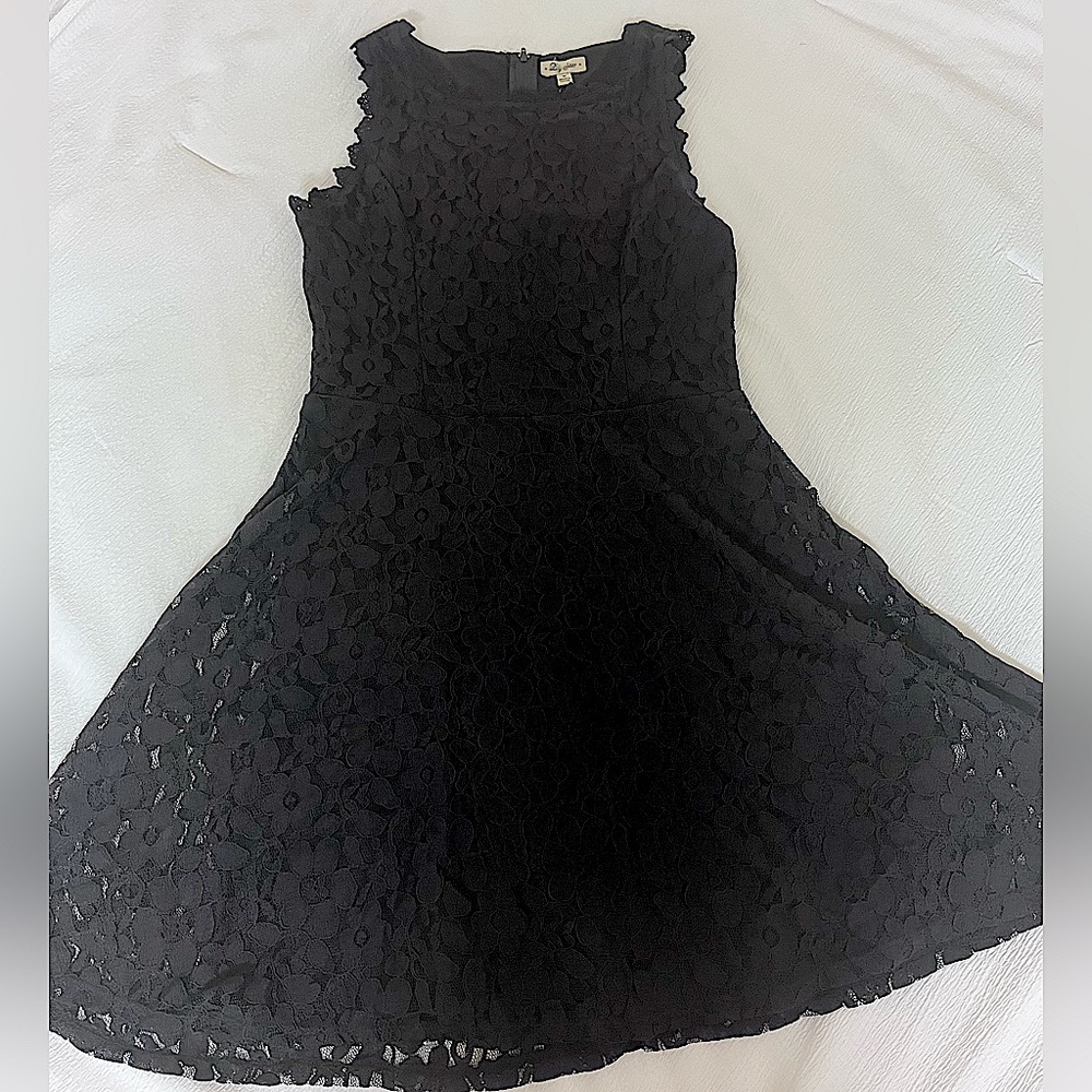 Vintage Lily Star Black Flower Lace Beautiful Dress Women Size M Vintage